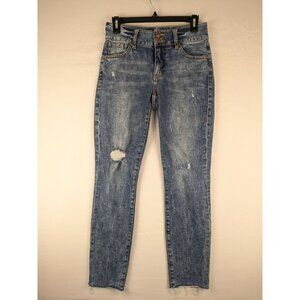 Cabi Jeans Womens Size 2 Blue Cinch Skinny Distressed Denim Pants